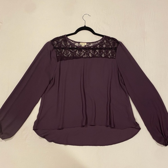Lily White Deep Purple Lace Blouse - Picture 1 of 6